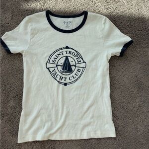 John Galt White Summer T Shirt Medium? Cotton Stretch Yacht Club Brandy Melville